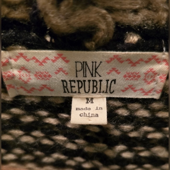 Pink Republic Black and Pink Patterned Open Cardigan Medium - Picture 2 of 6